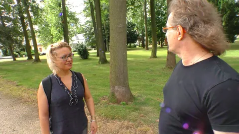 German Amateur in Glasses Sucks Cock and Swallows Outdoors – photo 3 of 16
