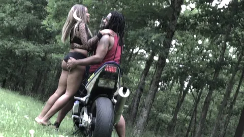 Nina Rivera: Curvy Ebony Babe Shows Her Big Tits and Ass on a Motorcycle Outdoors – photo 7 of 17