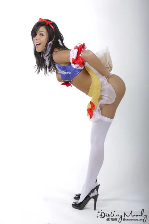 Destiny Moody: Thick Brunette with Big Tits Strips Out of Her Cosplay Stockings – photo 9 of 16