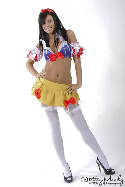 Destiny Moody: Thick Brunette with Big Tits Strips Out of Her Cosplay Stockings – photo 1 of 16