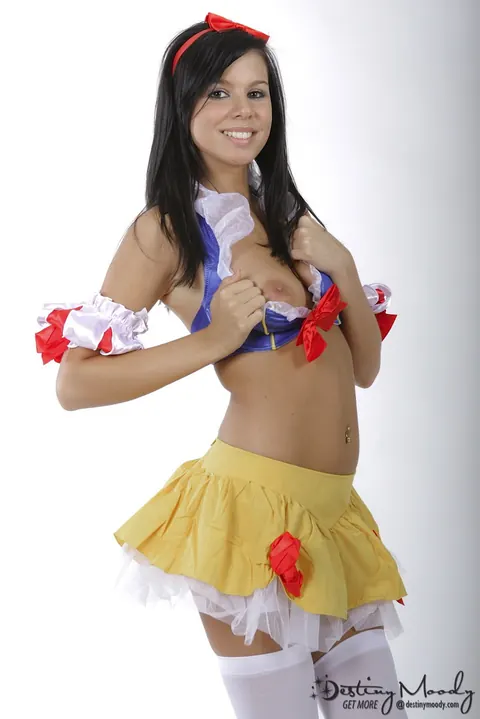Destiny Moody: Thick Brunette with Big Tits Strips Out of Her Cosplay Stockings – photo 6 of 16
