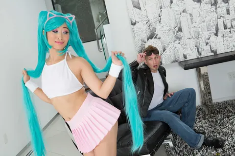 Ayumu Kase: Asian Brunette Sucks Cock and Rides in Costume Skirt – photo 1 of 20