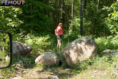 Redhead Trans Woman Strips Nude and Poses Outdoors – photo 3 of 16
