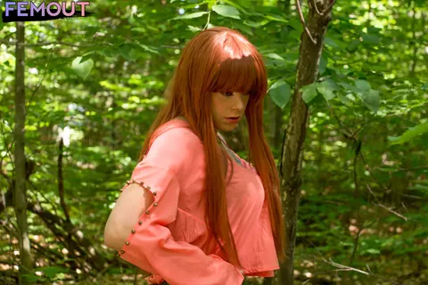 Redhead Trans Woman Strips Nude and Poses Outdoors – photo 5 of 16