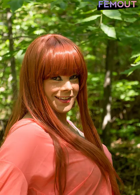 Redhead Trans Woman Strips Nude and Poses Outdoors – photo 7 of 16