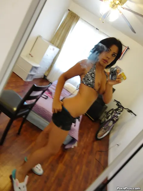 Summer Stetson: Thick Latina Brunette Strips Off Her Lingerie and Bikini at the Mirror – photo 12 of 16