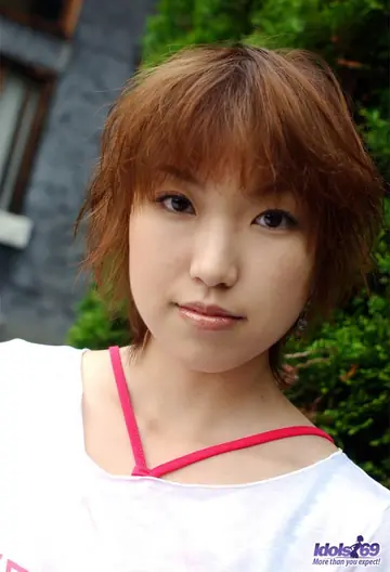 Japanese Redhead Strips Out of Her Lingerie and Covers Her Pussy Outdoors