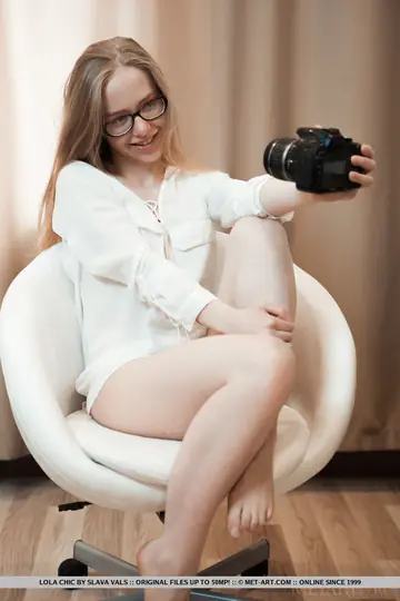 European Blonde in Glasses Snaps Selfie Then Spreads Nude