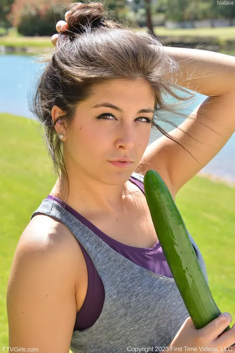 Natalie Monroe: Brunette Flashes and Masturbates in the Gym and Outdoors – photo 17 of 20