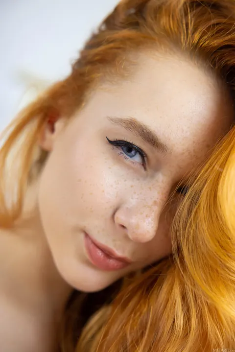 Redhead Poses in Lingerie and Spreads Her Shaved Pussy – photo 17 of 21