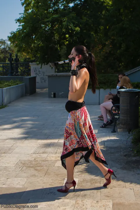 Cherry Kiss: Busty Brunette in Shorts Brutally Fucked by Group in Public – photo 3 of 21