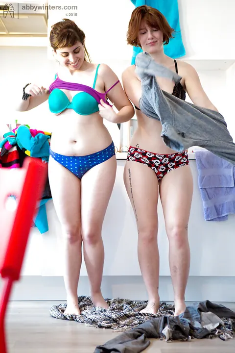 Thick Short-Haired Brunettes in Lingerie and Jeans Slip into Cute Panties – photo 8 of 16