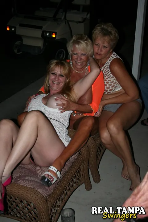 Kay Kummingz: Tall Blonde MILF with Big Tits Joins Group and Spreads Her Pussy – photo 8 of 20