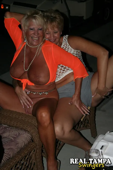 Kay Kummingz: Tall Blonde MILF with Big Tits Joins Group and Spreads Her Pussy – photo 1 of 20