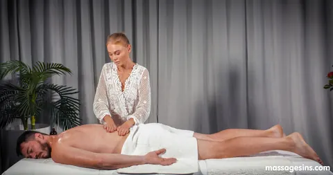 Nancy A: Blonde with Natural Tits and Tattoo Undresses for a Massage – photo 2 of 21