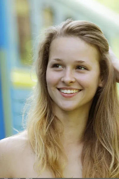 Toxic A: Tanned Blonde Undresses on Railroad Tracks in the Forest – photo 15 of 20