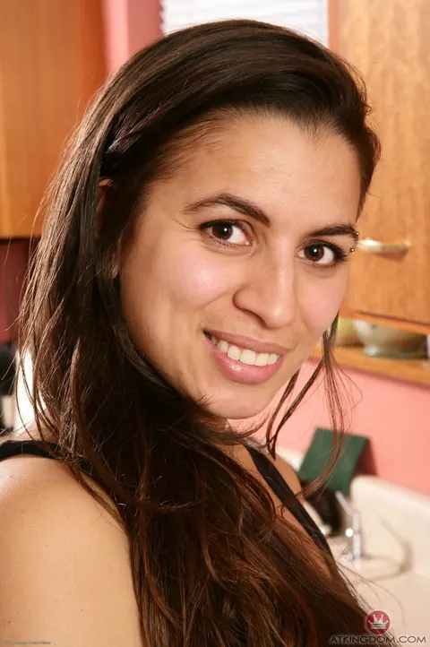 Brunette Shows Her Hairy Armpits and Bush in the Kitchen – photo 1 of 21