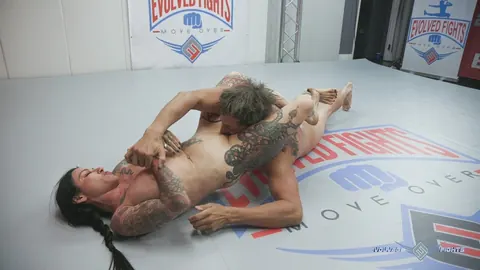 Jenevieve Hexxx: Tattooed Brunette in a Bikini Wrestles Her Man and Sits on His Face – photo 17 of 20