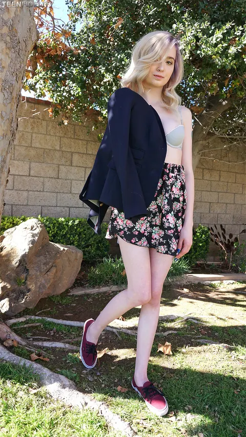 Lexi Lore: Skinny Blonde in Lingerie Strips Under a Tree – photo 8 of 18
