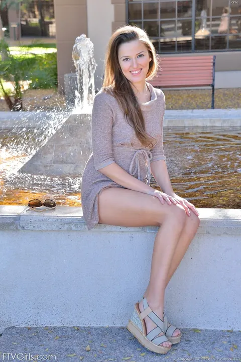 Coco Rose: Brunette Strips Out of Her Skirt and Masturbates with a Dildo Outdoors – photo 11 of 20