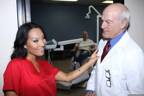 Asa Akira: Busty Asian Babe in Uniform Fucks Patient and Uses a Dildo – photo 1 of 21