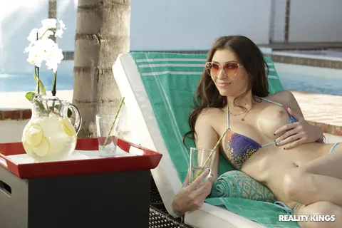 Angelina Diamanti: Slim Brunette MILF in a Bikini Seduces Her Girlfriend for Lesbian Sex – photo 8 of 21