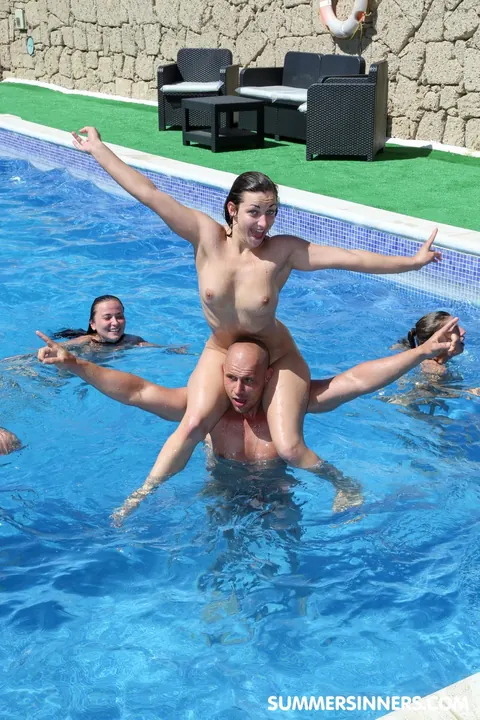Alexis Cherry: Busty Brunette and Redhead MILFs Do Naked Yoga by the Pool – photo 20 of 20