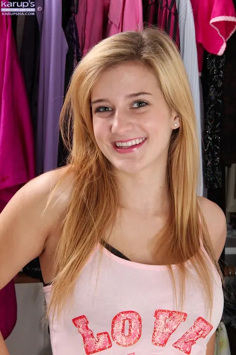 Karma Jones: Blonde with Natural Tits Spreads Wide in the Closet – photo 2 of 16