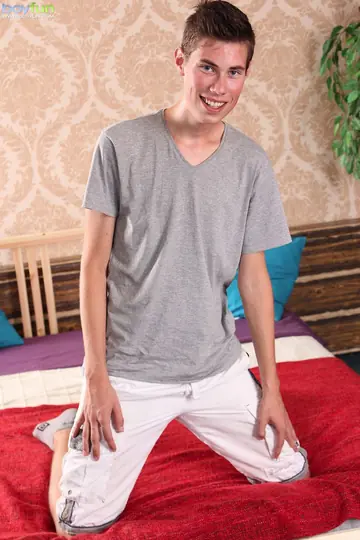 Slim Twink Strokes Uncut Cock and Fingers His Ass Close Up