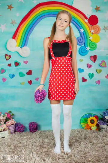 Blonde Babe in Socks and Pigtails Spreads Her Pussy