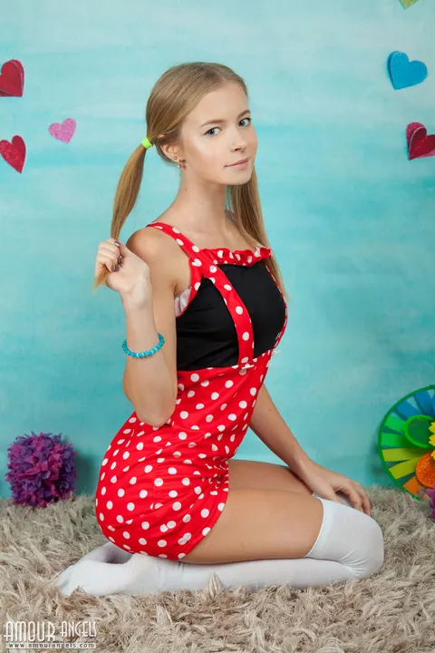 Blonde Babe in Socks and Pigtails Spreads Her Pussy – photo 5 of 20