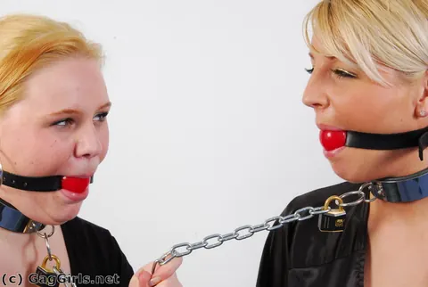 Woman in Pigtails Bound and Ball-Gagged in Bondage – photo 2 of 16