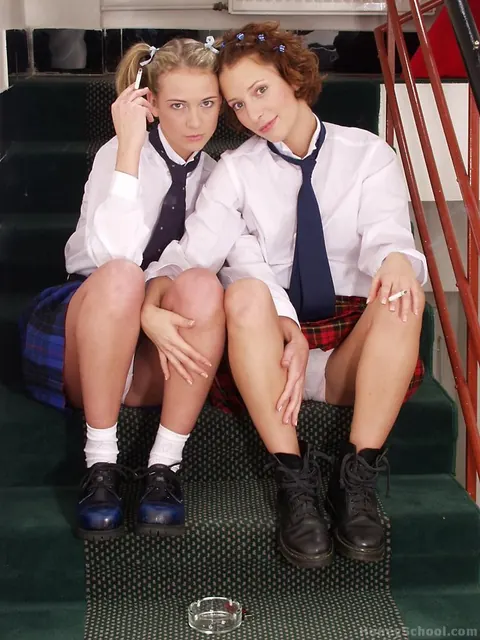 Michaela Kovarova: Two Hungarian Brunettes in Uniforms Share a Dildo – photo 4 of 21