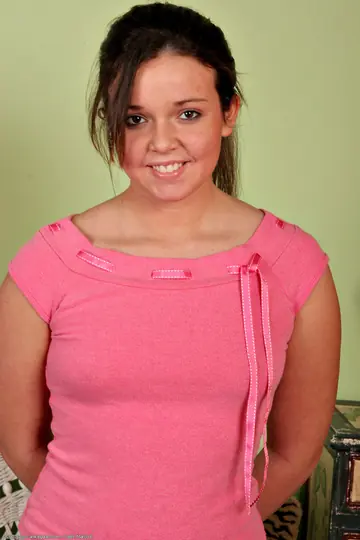 Chubby Brunette with Big Tits Strips and Spreads Her Pink Pussy