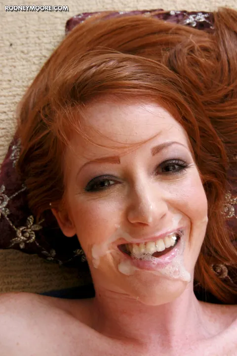 Nikki Rhodes: Pale Redhead in Glasses Sucks Cock and Takes a Facial – photo 20 of 20