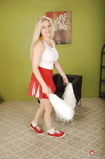 Busty Mature Blonde Lifts Her Skirt and Spreads Her Hairy Pussy