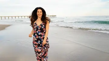 Petite Asian Brunette in a Bikini Teases on the Beach