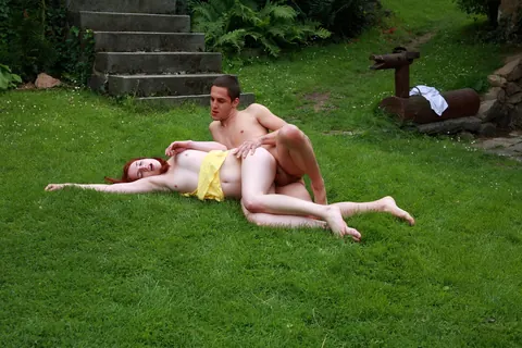 Jarmila: Redhead Gets Fucked Cowgirl Style in the Backyard – photo 13 of 15