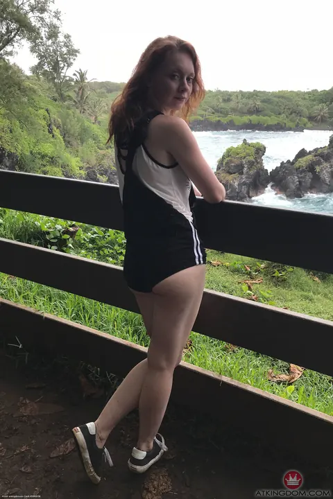 Athena Rayne: Redhead with Big Tits Spreads Her Pussy on the Beach – photo 19 of 21