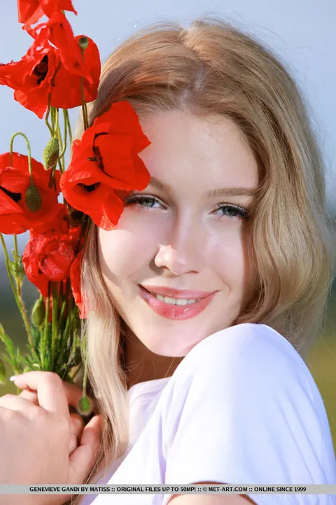 Genevieve Gandi: Tall Blonde Strips Naked in the Forest and Spreads Her Shaved Pussy – photo 11 of 18
