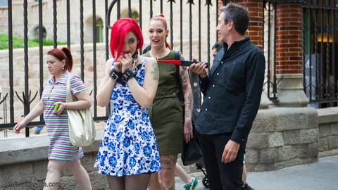 Silvia Rubi: Tall Redhead and Brunette Get Fucked in Public Bondage – photo 3 of 20