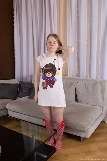 Slim Russian Blonde Strips Out of Her Panties