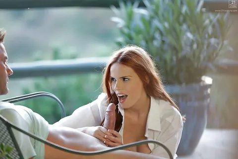 Susana Melo: Redhead Gives a Deepthroat Blowjob and Swallows His Load – photo 5 of 16