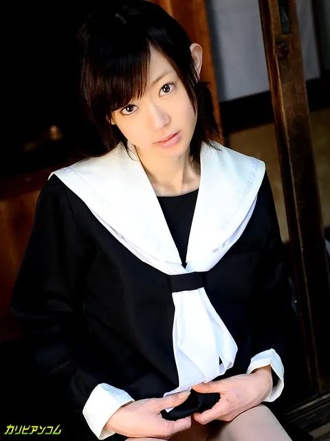 Aoba Itou: Petite Japanese Brunette in a Uniform Gets Fucked by Two Men – photo 1 of 12
