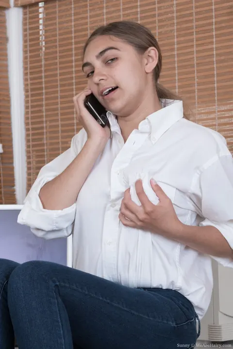 Hairy Woman Exposes Her Tits and Spreads in the Office – photo 2 of 20