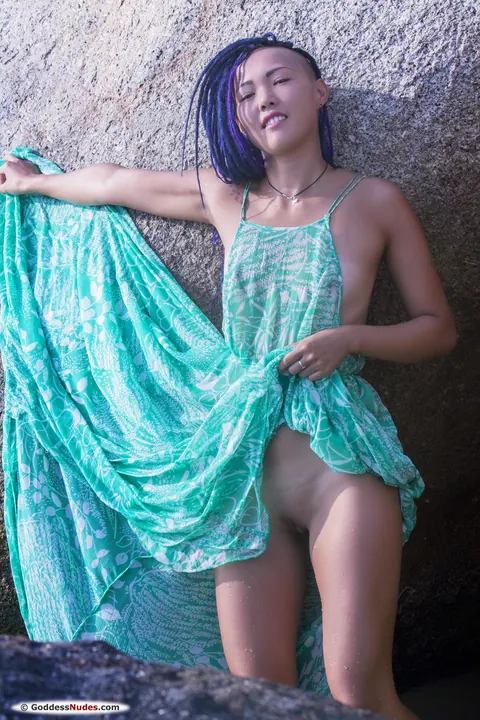 Sweet Julie: Petite Asian Brunette with a Tattoo Strips Nude and Poses – photo 4 of 21