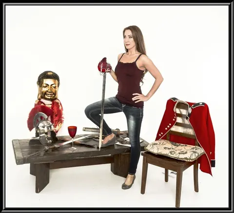 Brunette MILF Poses in Jeans, Costume Uniform and Glasses – photo 18 of 18