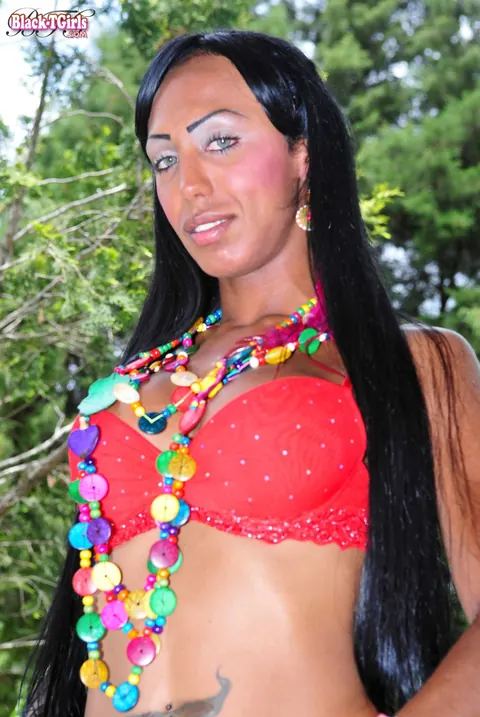 Thick Ebony Trans Woman Strokes Her Cock and Plays with a Toy – photo 2 of 16