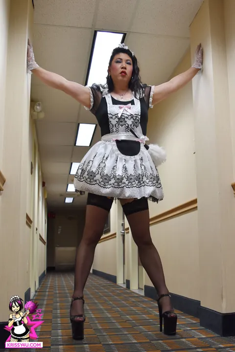 Curvy Asian Trans Woman Poses in a Costume Uniform – photo 9 of 16