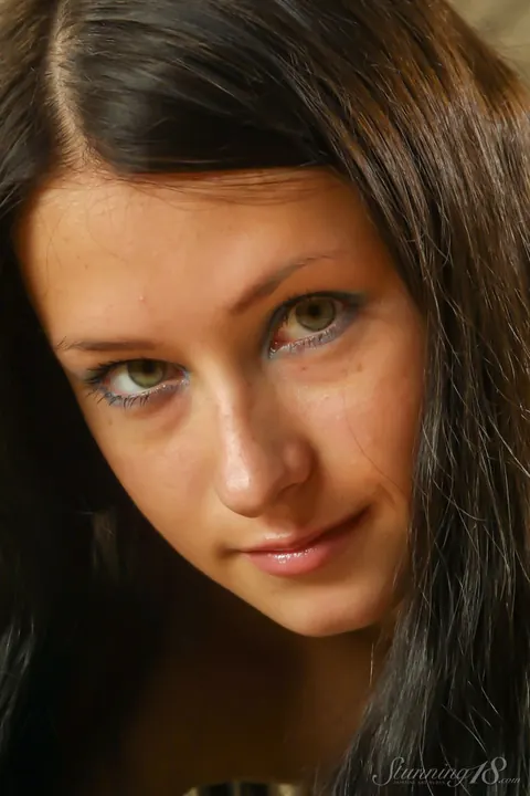 Brunette Displays Piercings in Blue Stockings – photo 16 of 16